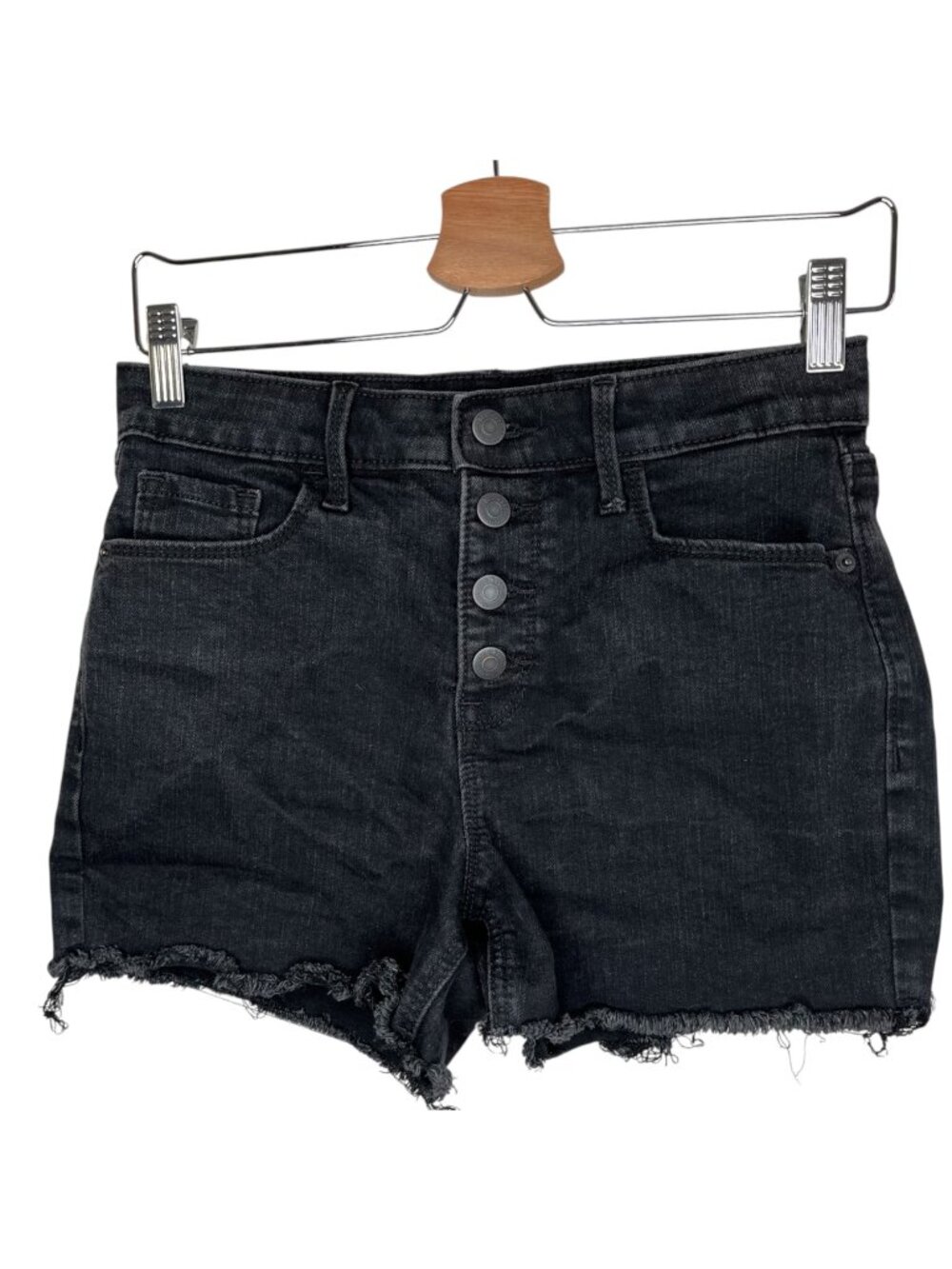 Old Navy Womens High-Rise Black Denim Button Fly Jean Shorts 4